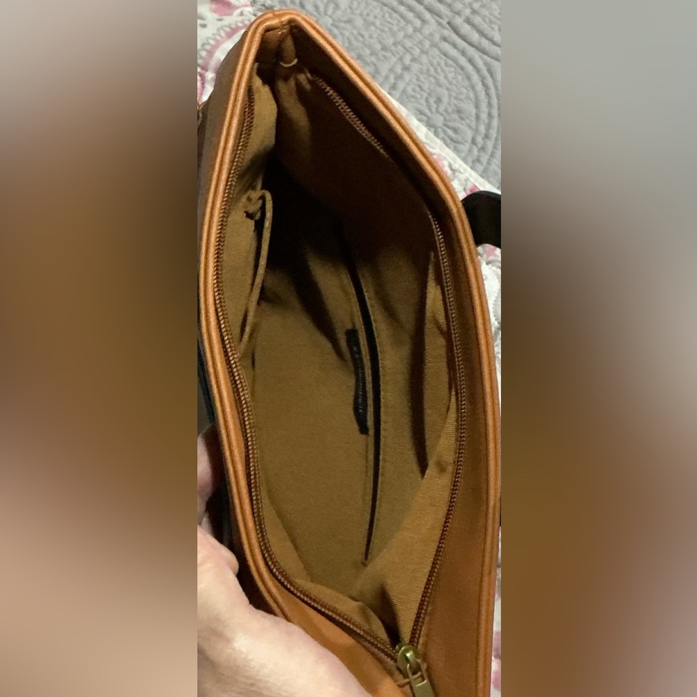 Anthropologie Camel Tan Clutch with Black Ring Handle - Picture 10 of 12